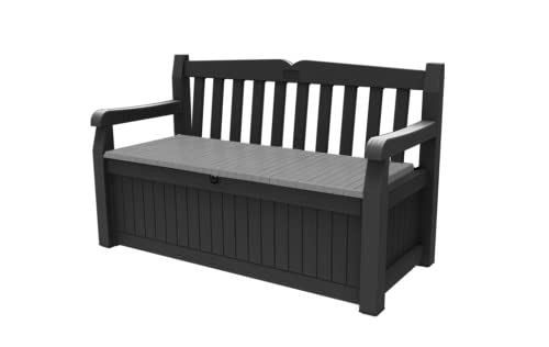 Keter Eden 265L Outdoor Garden Storage Bench Graphite & Light Grey