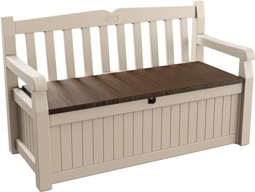 Keter Eden 265L Outdoor Garden Storage Bench Graphite & Light Grey
