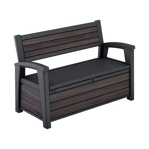 Keter Eden 265L Outdoor Garden Storage Bench Graphite & Light Grey