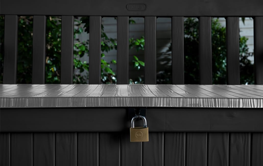 Keter Eden 265L Outdoor Garden Storage Bench Graphite & Light Grey