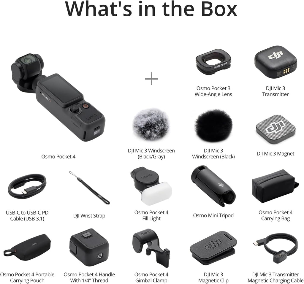 DJI Osmo Pocket 4 Creator Combo 1-Inch CMOS 4K Gimbal Camera Black