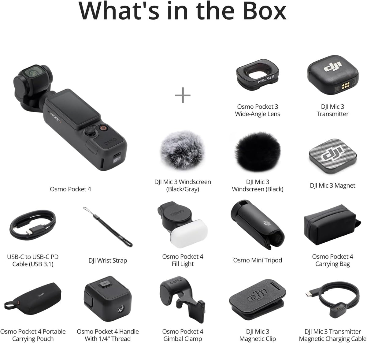 DJI Osmo Pocket 4 Creator Combo 1-Inch CMOS 4K Gimbal Camera Black