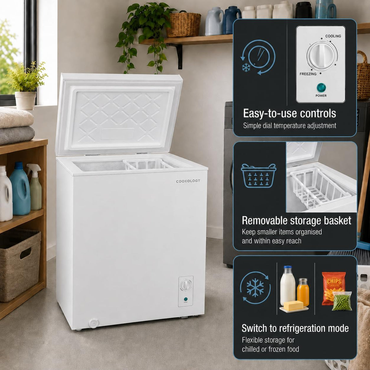 Cookology CCFZ 99L Freestanding Chest Freezer White