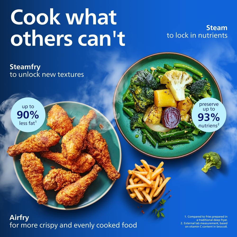 Philips AirFryer 5000 Series Flex 9.5L Megabasket Steam Airfryer Black NA565/92